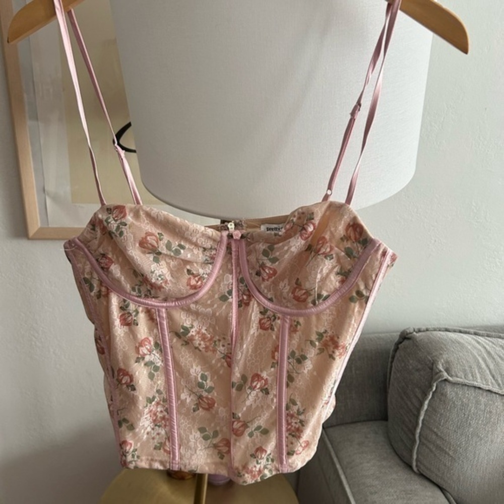 Y2K Corset Size XL Floral Pink Whimsigoth renaissance